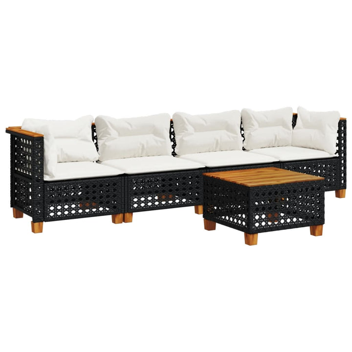 sofasæt til haven 5 dele med hynder polyrattan sort