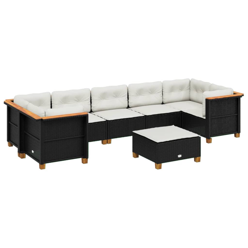 sofasæt til haven 8 dele med hynder polyrattan sort