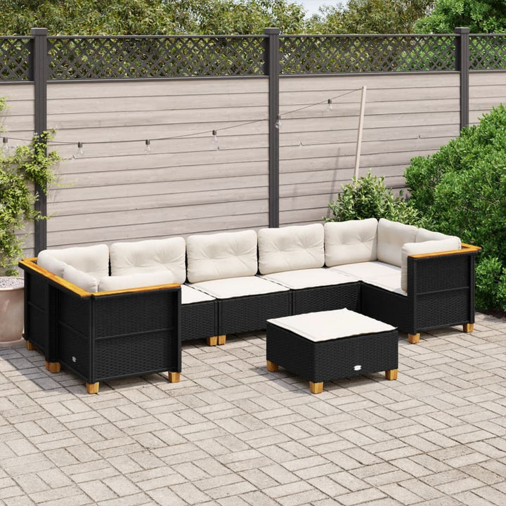 sofasæt til haven 8 dele med hynder polyrattan sort