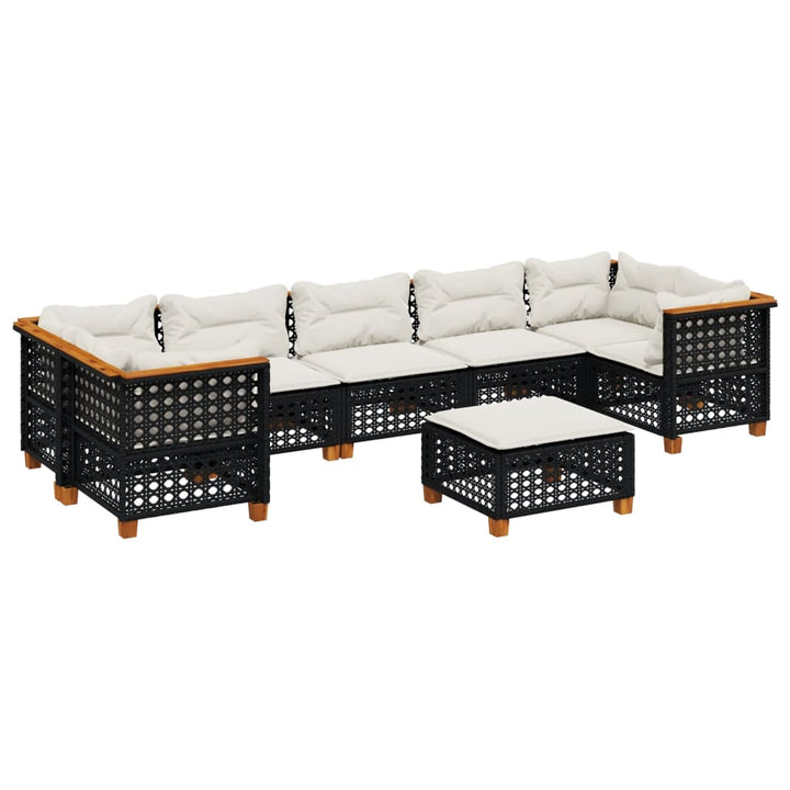 sofasæt til haven 8 dele med hynder polyrattan sort