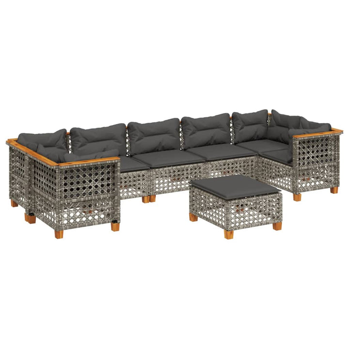 sofasæt til haven 8 dele med hynder polyrattan grå