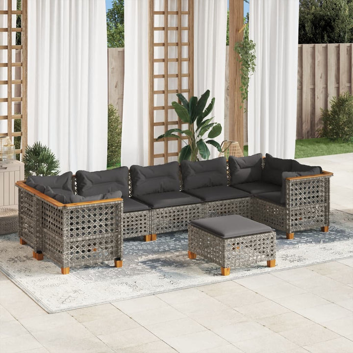 sofasæt til haven 8 dele med hynder polyrattan grå