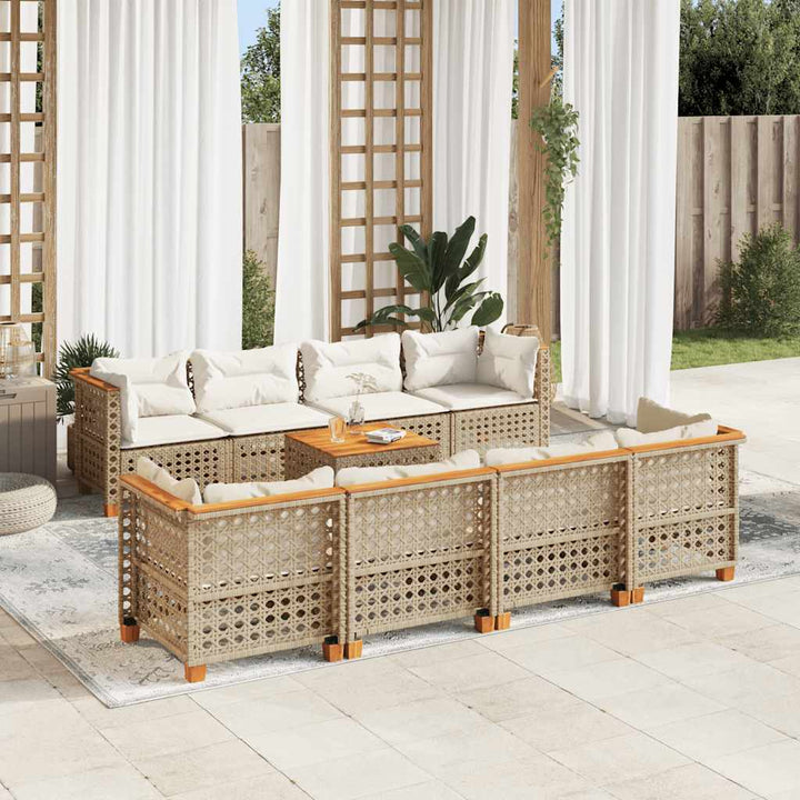sofasæt til haven 9 dele med hynder polyrattan beige