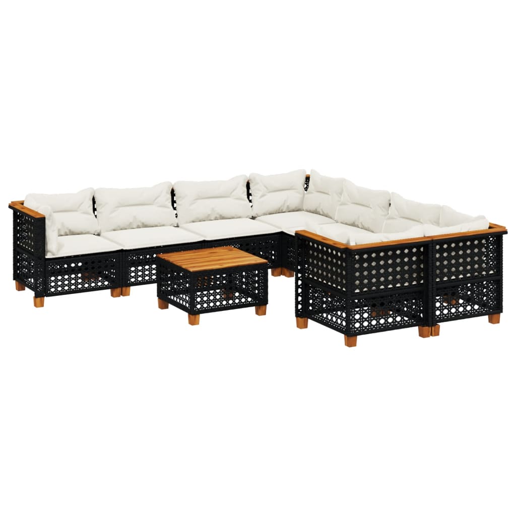 sofasæt til haven 9 dele med hynder polyrattan sort