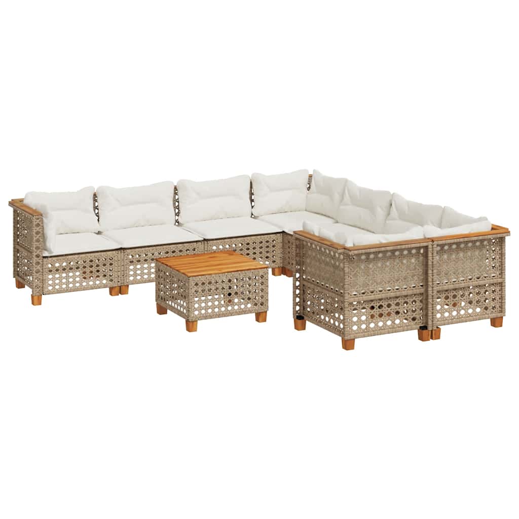sofasæt til haven 9 dele med hynder polyrattan beige