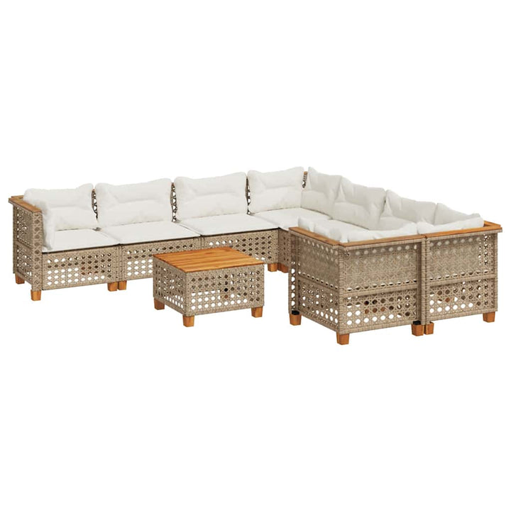 sofasæt til haven 9 dele med hynder polyrattan beige