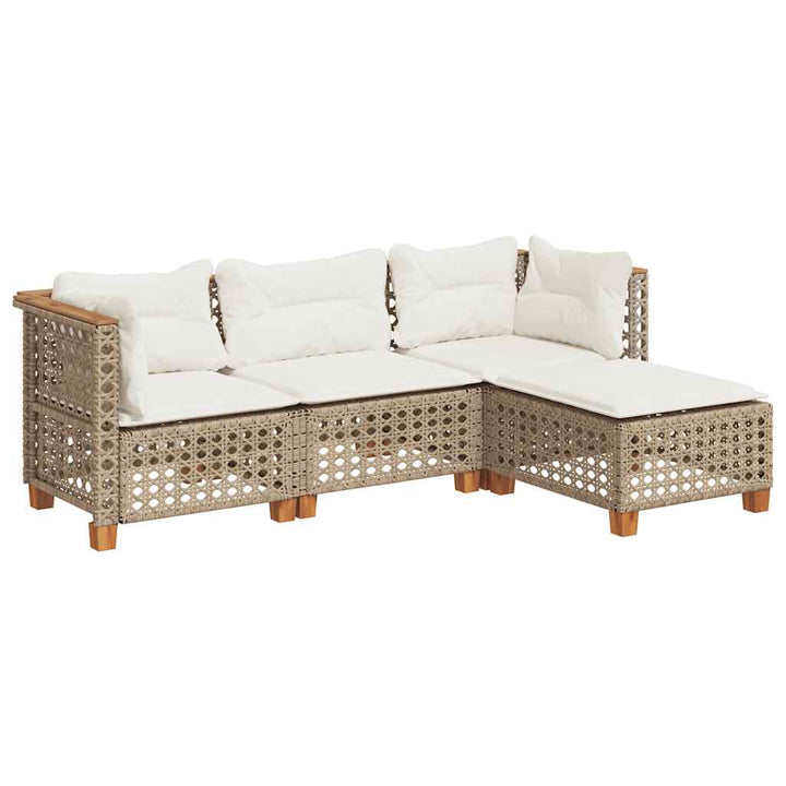 sofasæt til haven 4 dele med hynder polyrattan beige