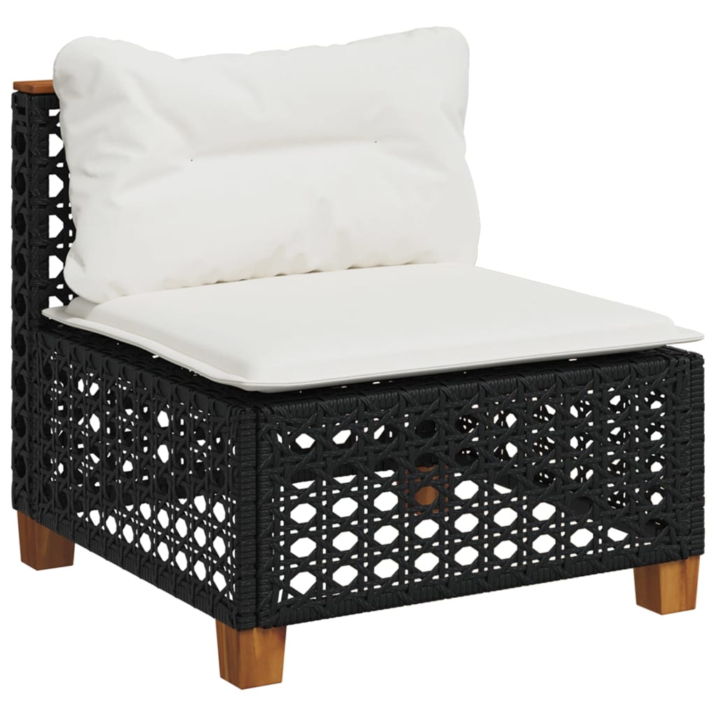 sofasæt til haven 5 dele med hynder polyrattan sort