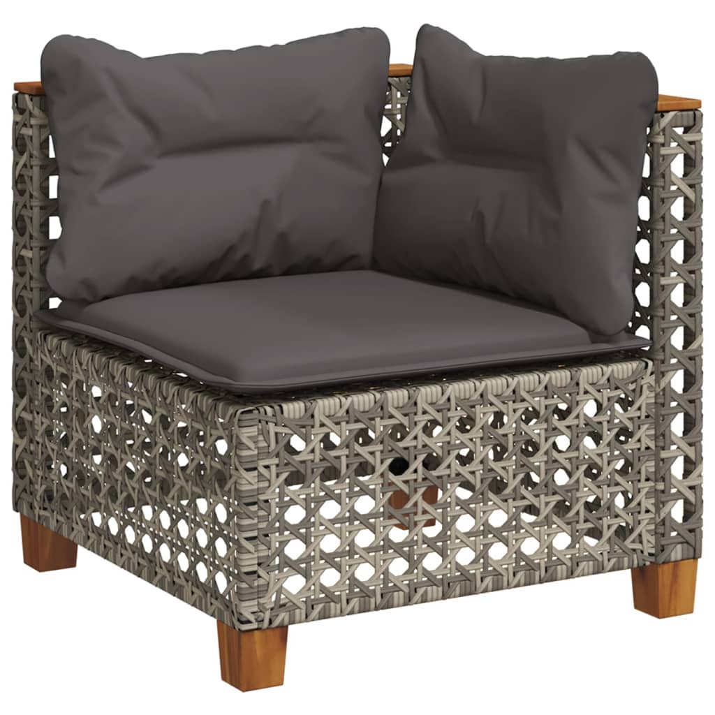sofasæt 5 dele med hynder polyrattan grå
