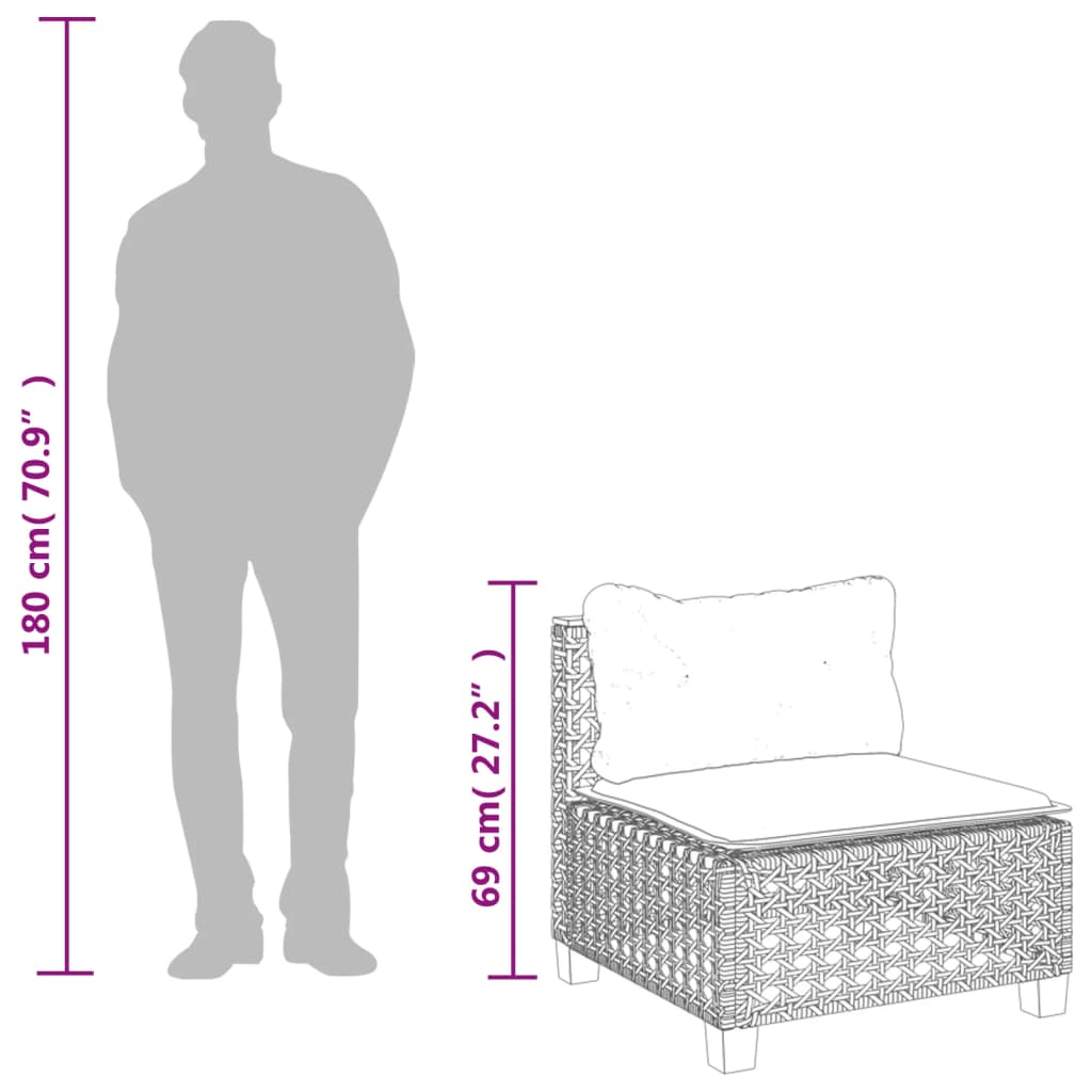 sofasæt 5 dele med hynder polyrattan grå