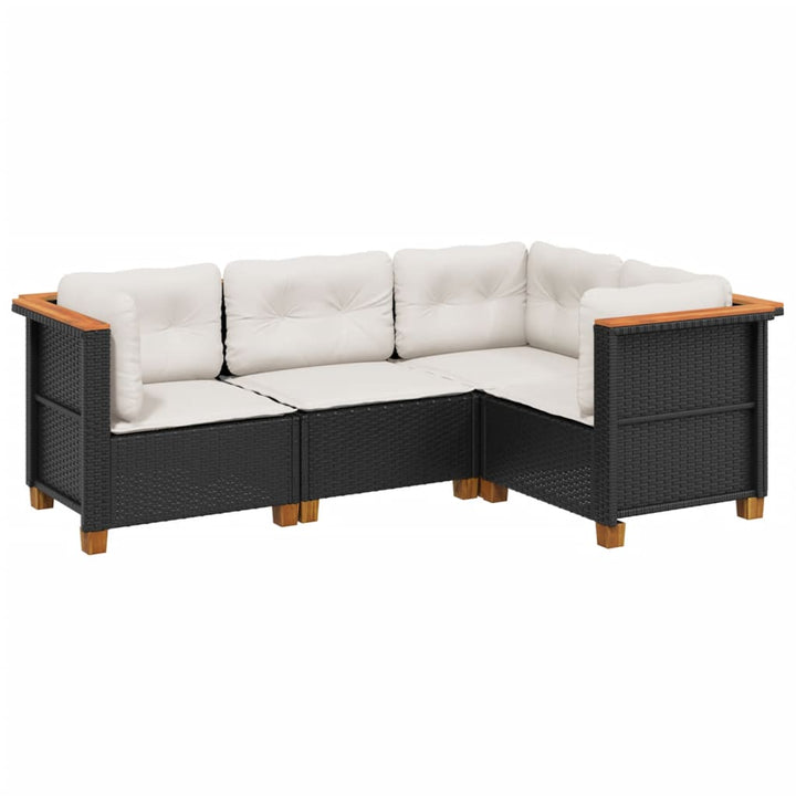 sofasæt til haven 4 dele med hynder polyrattan sort