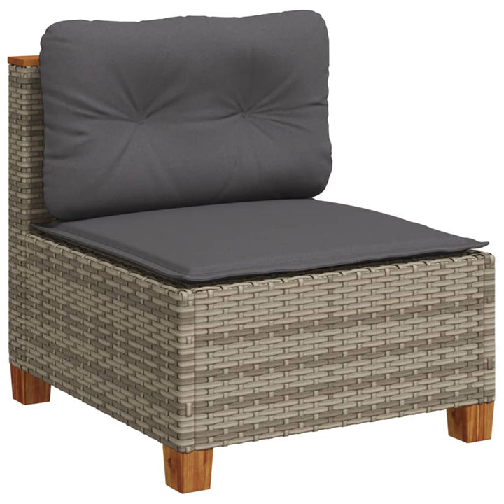sofasæt 5 dele med hynder polyrattan grå