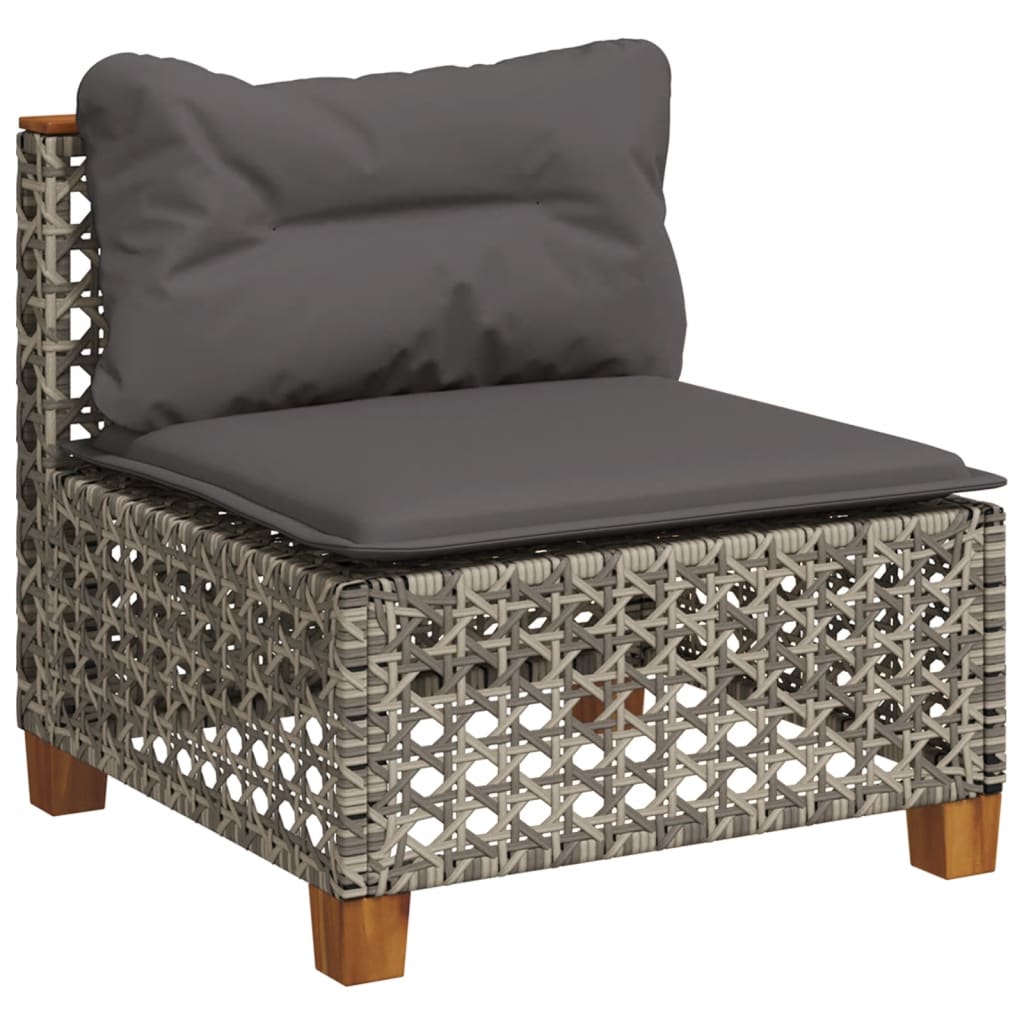 sofasæt 5 dele med hynder polyrattan grå
