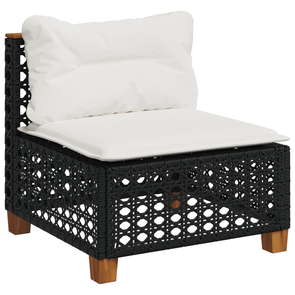sofasæt til haven 5 dele med hynder polyrattan sort
