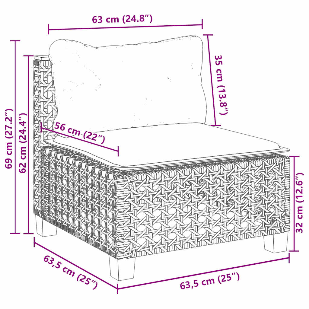 sofasæt til haven 6 dele med hynder polyrattan beige