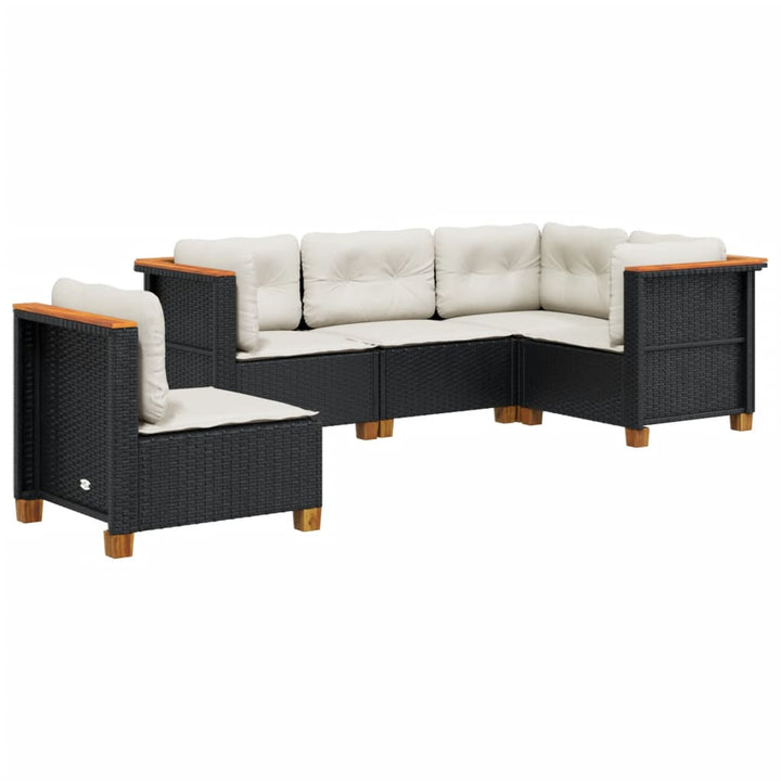 sofasæt til haven 5 dele med hynder polyrattan sort