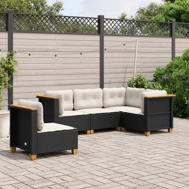 sofasæt til haven 5 dele med hynder polyrattan sort