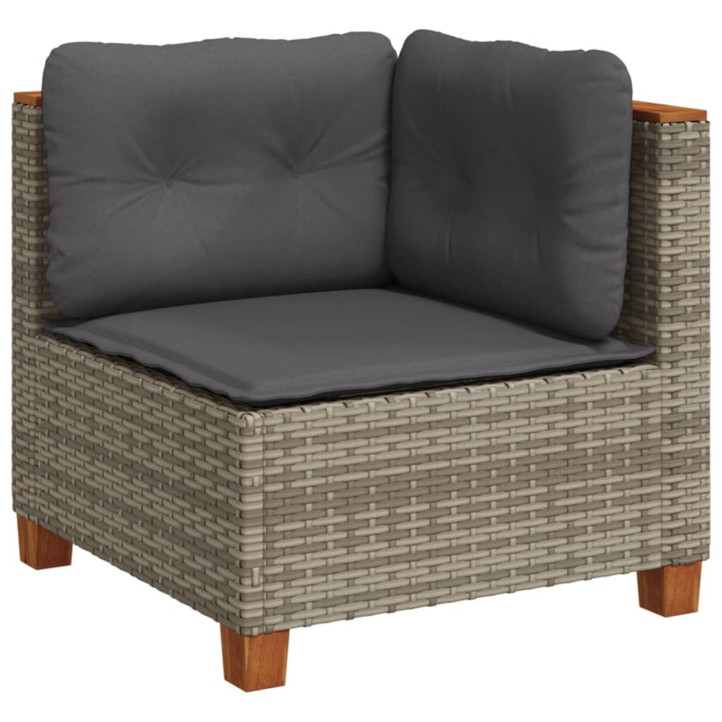 sofasæt 5 dele med hynder polyrattan grå