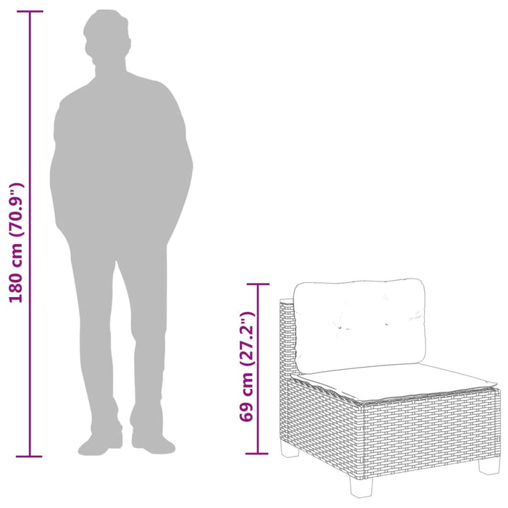 sofasæt 5 dele med hynder polyrattan grå