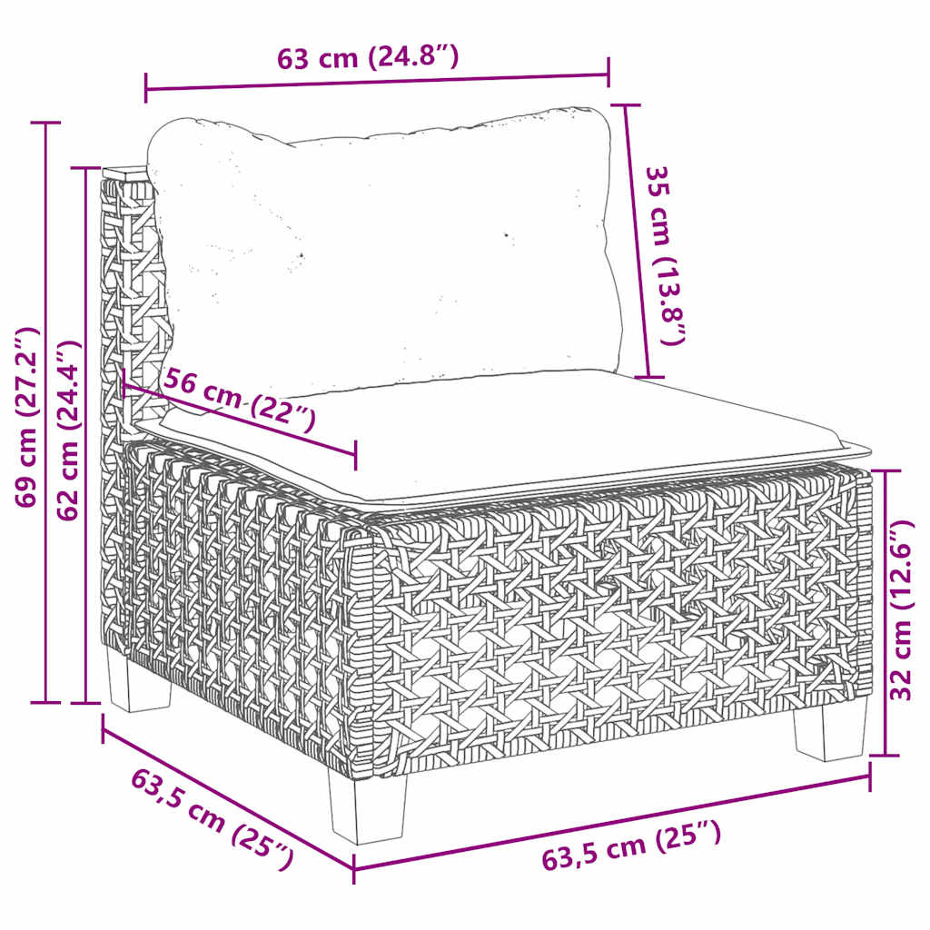 sofasæt til haven 6 dele med hynder polyrattan beige