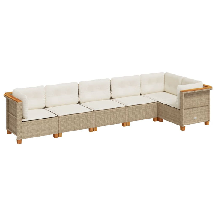 sofasæt til haven 6 dele med hynder polyrattan beige