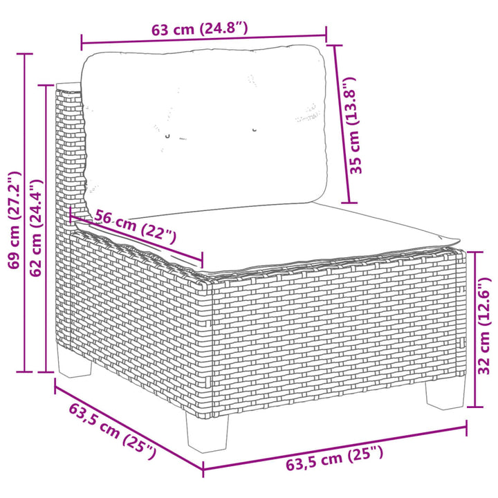 sofasæt til haven 6 dele med hynder polyrattan beige