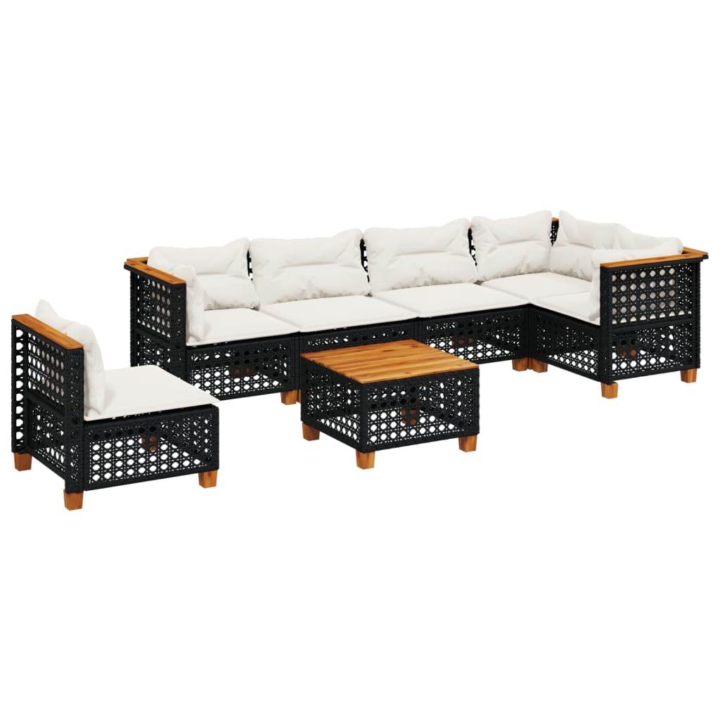 sofasæt til haven 7 dele med hynder polyrattan sort