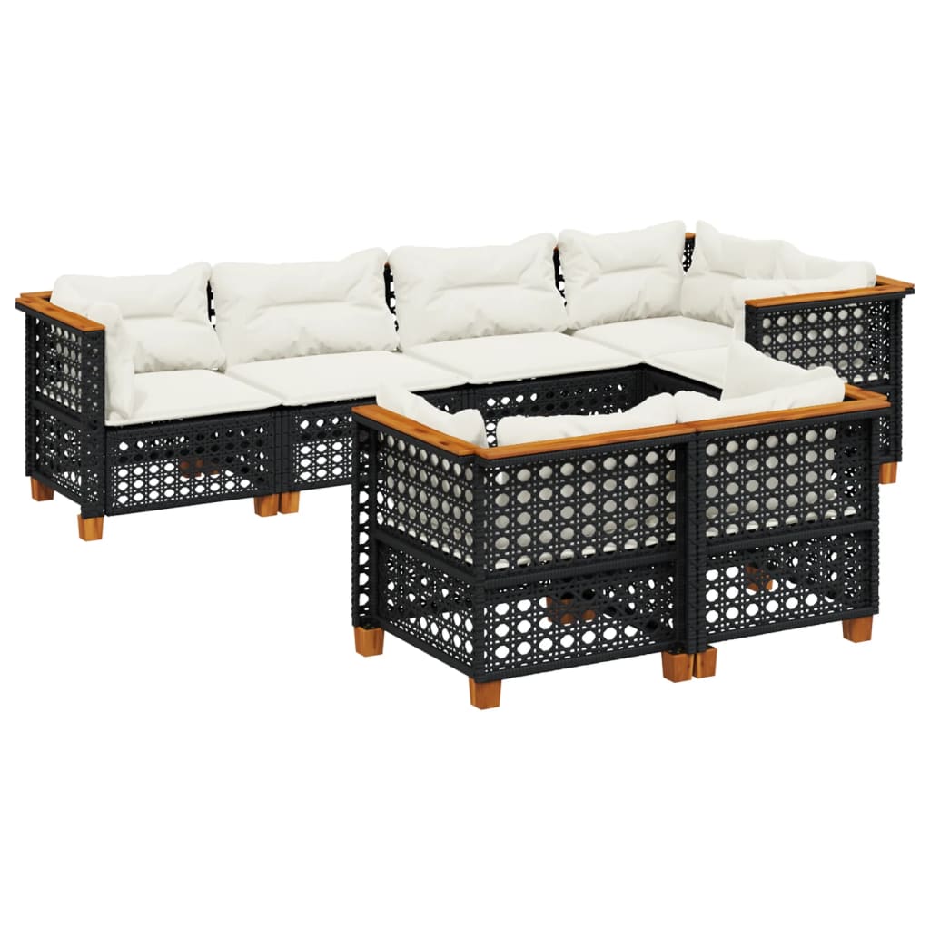 sofasæt til haven 7 dele med hynder polyrattan sort