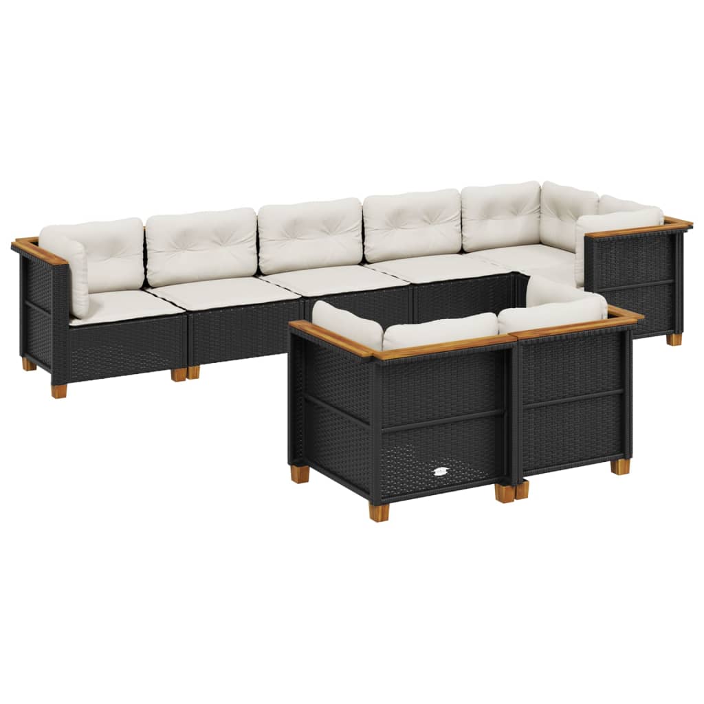 sofasæt til haven 8 dele med hynder polyrattan sort