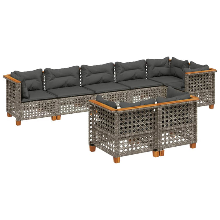 sofasæt til haven 8 dele med hynder polyrattan grå