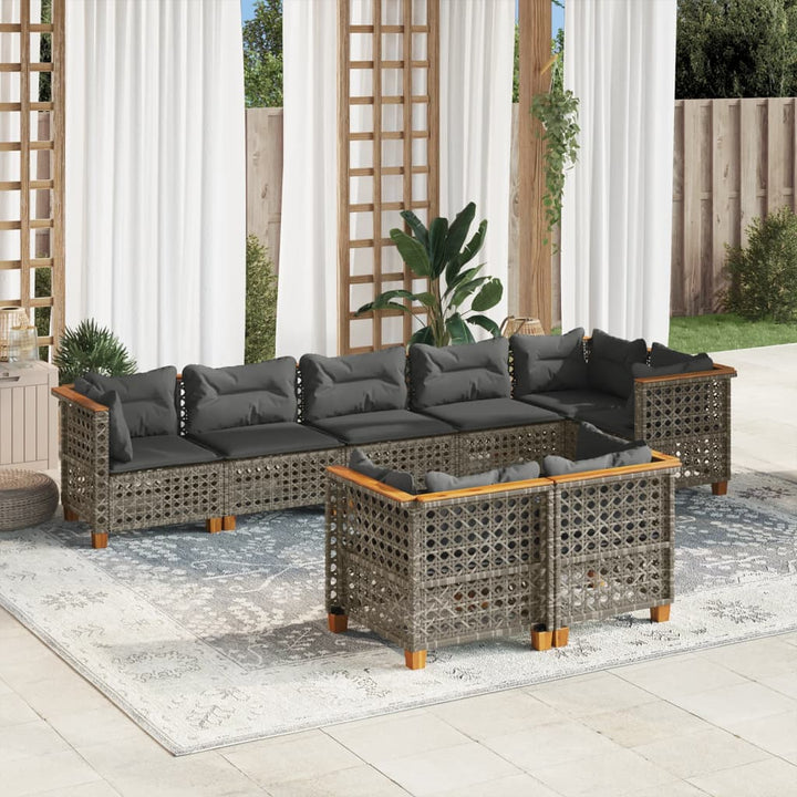 sofasæt til haven 8 dele med hynder polyrattan grå