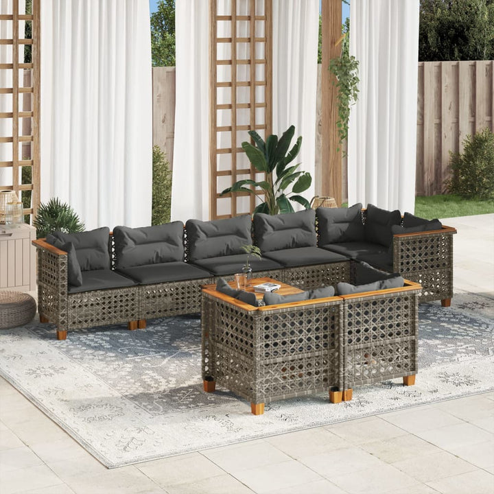 sofasæt til haven 9 dele med hynder polyrattan grå