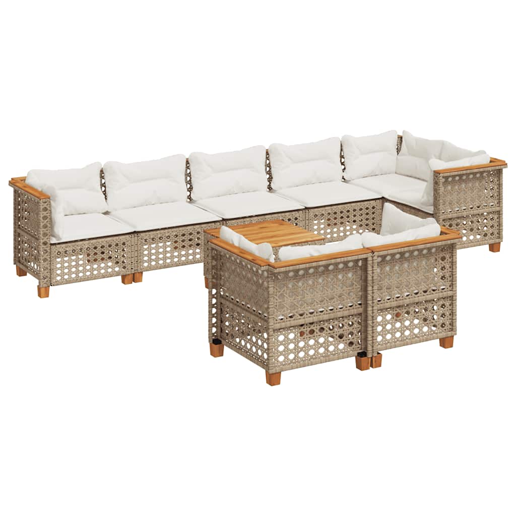 sofasæt til haven 9 dele med hynder polyrattan beige