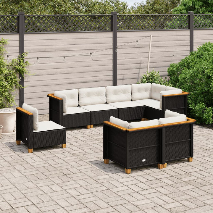 sofasæt til haven 8 dele med hynder polyrattan sort