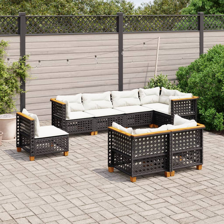 sofasæt til haven 8 dele med hynder polyrattan sort