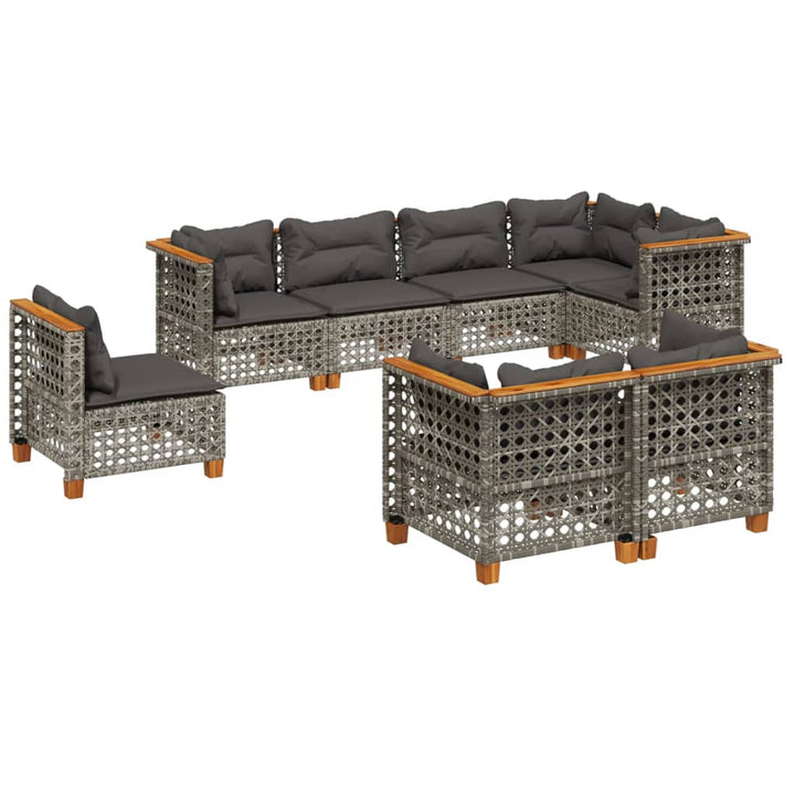 sofasæt til haven 8 dele med hynder polyrattan grå
