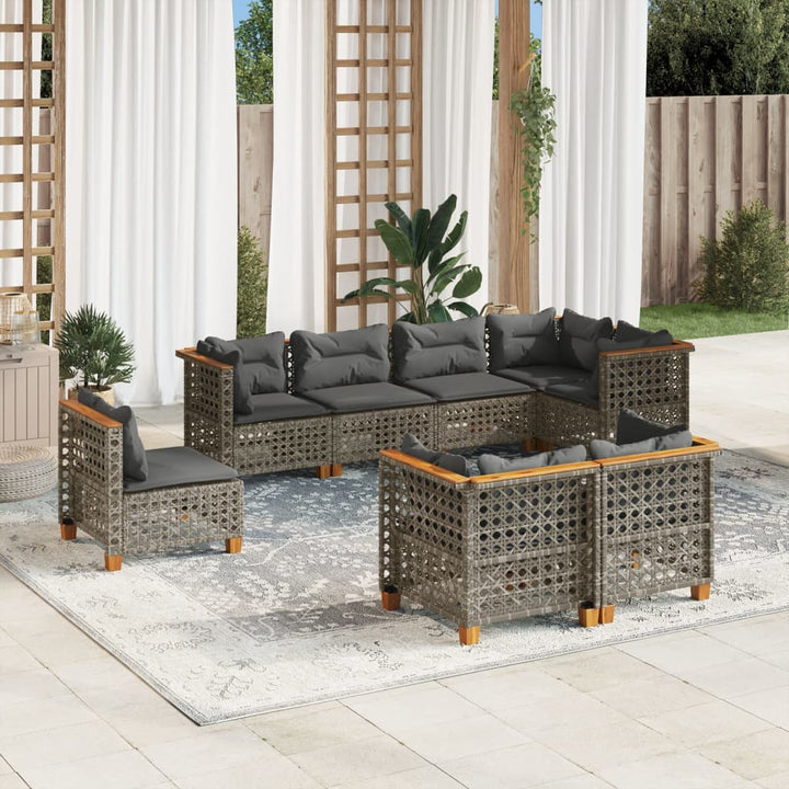 sofasæt til haven 8 dele med hynder polyrattan grå