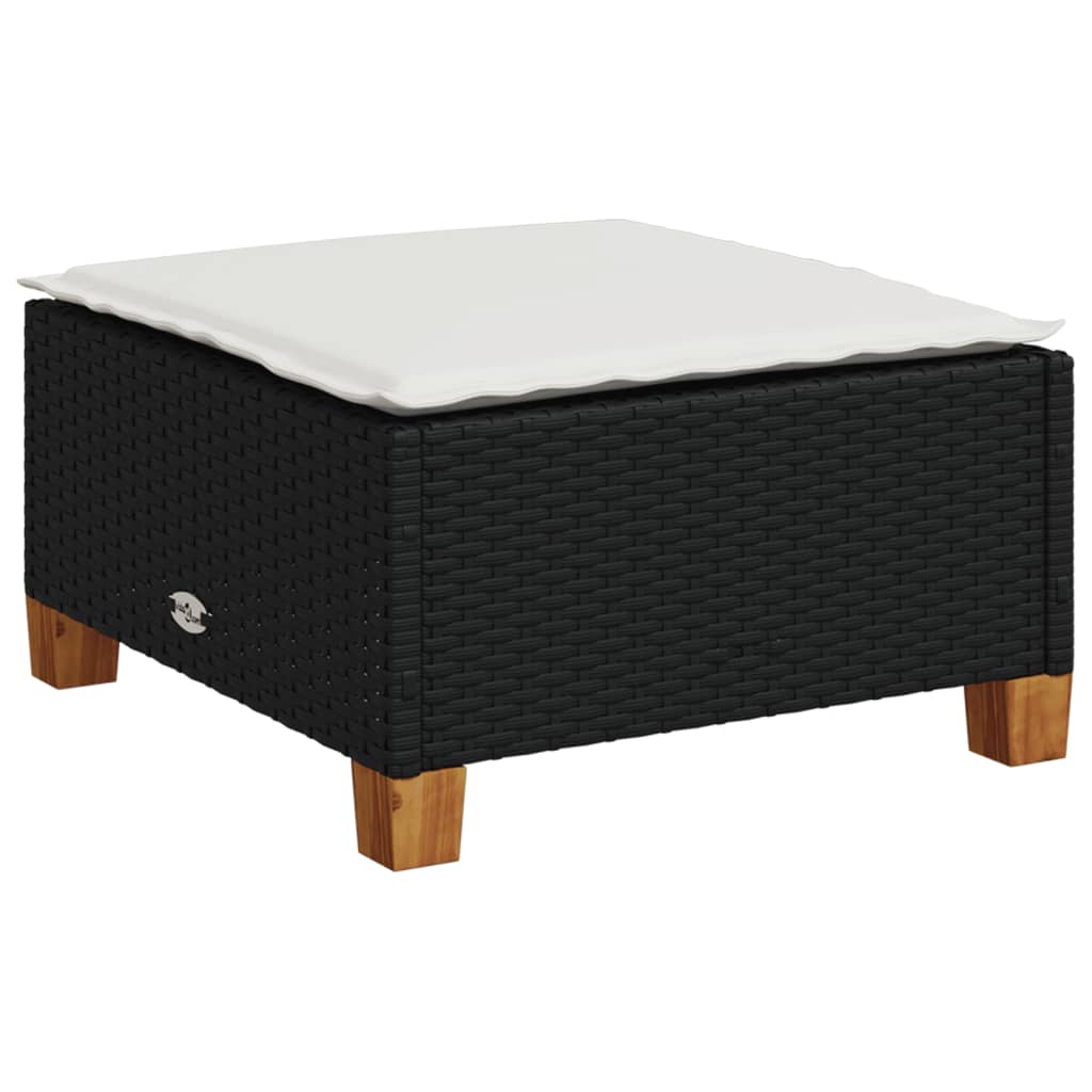 sofasæt til haven 7 dele med hynder polyrattan sort
