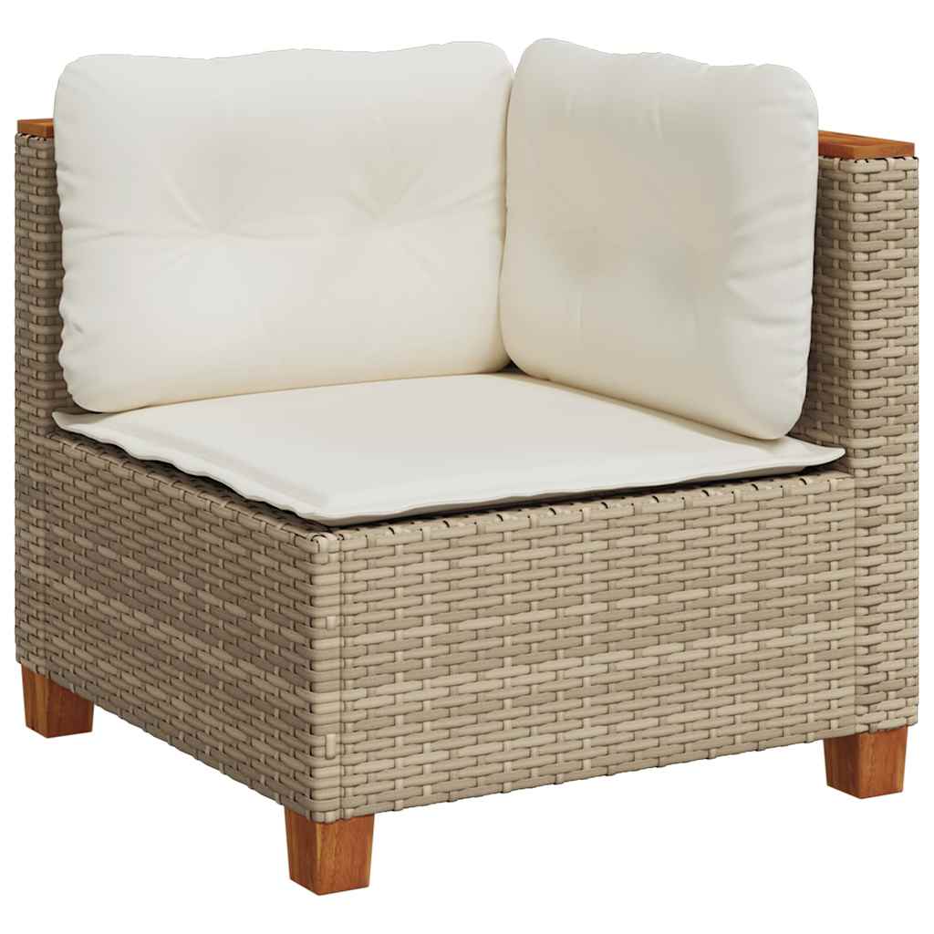 sofasæt til haven 7 dele med hynder polyrattan beige