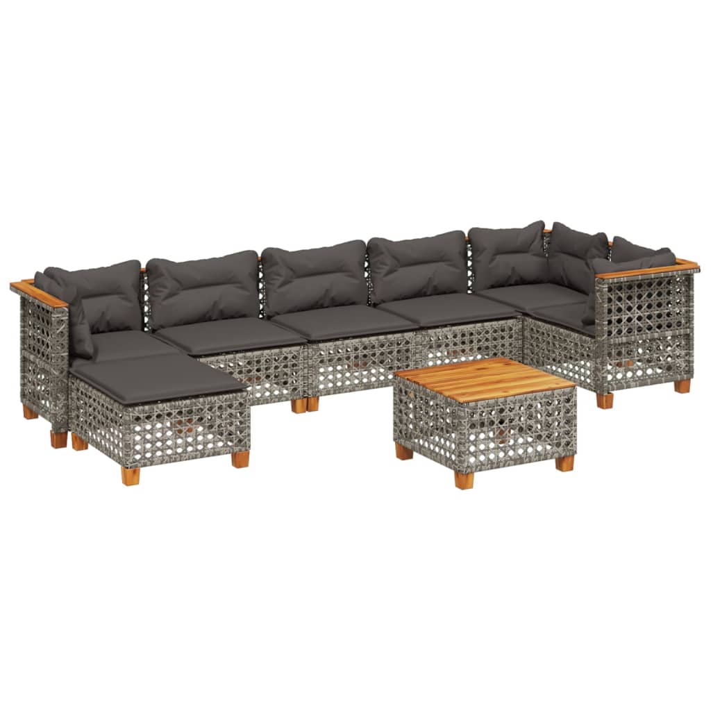 sofasæt til haven 8 dele med hynder polyrattan grå