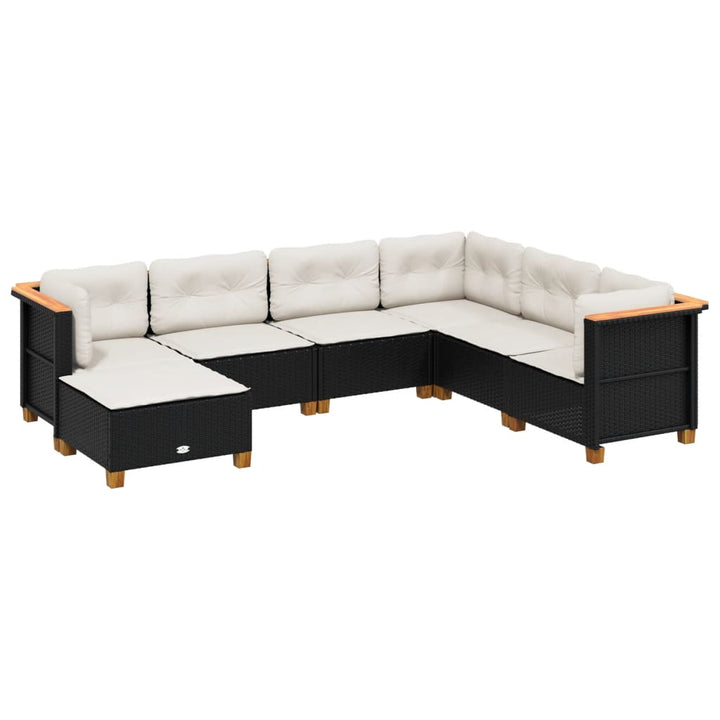 sofasæt til haven 7 dele med hynder polyrattan sort