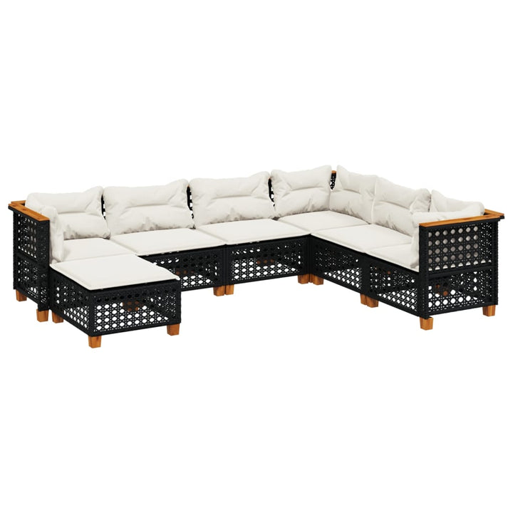 sofasæt til haven 7 dele med hynder polyrattan sort