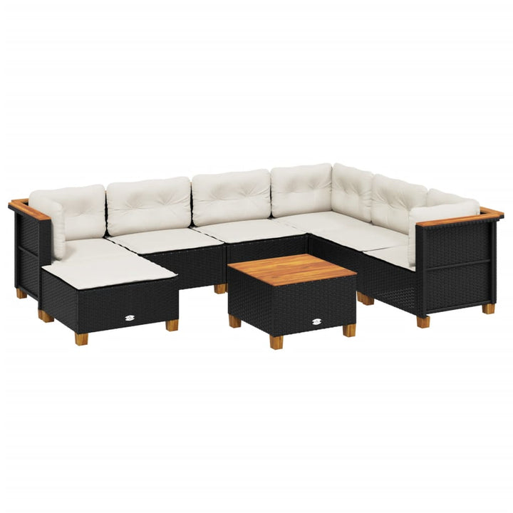 sofasæt til haven 8 dele med hynder polyrattan sort