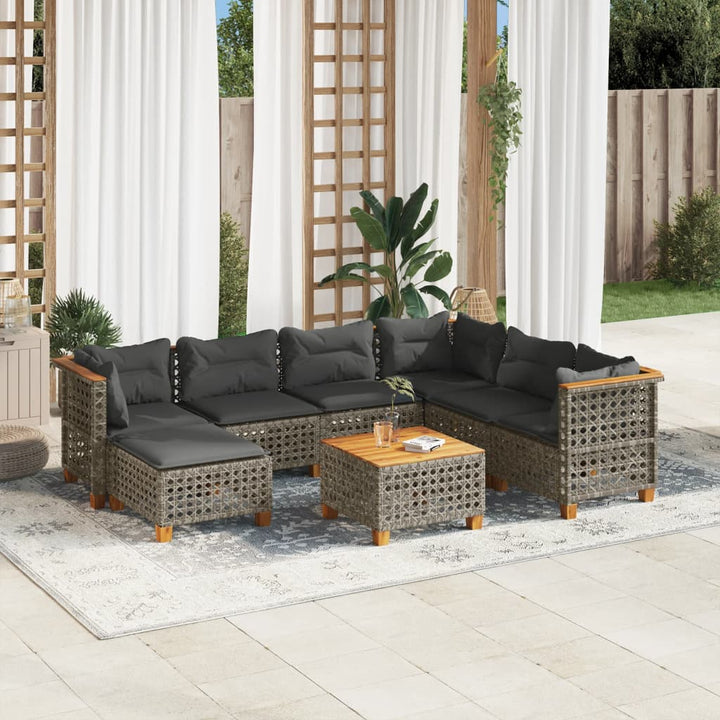sofasæt til haven 8 dele med hynder polyrattan grå