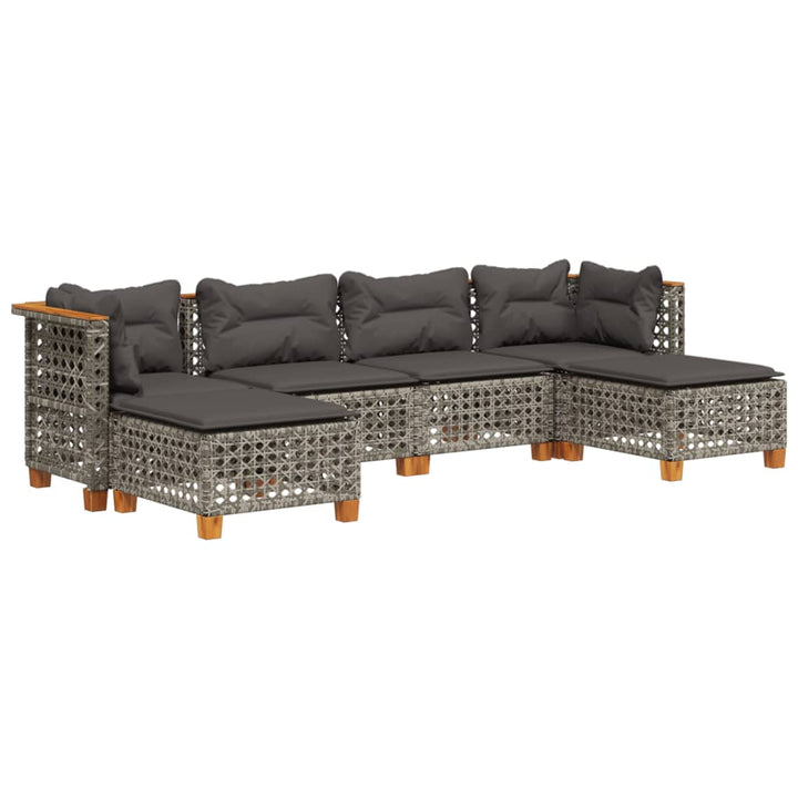 sofasæt til haven 6 dele med hynder polyrattan grå