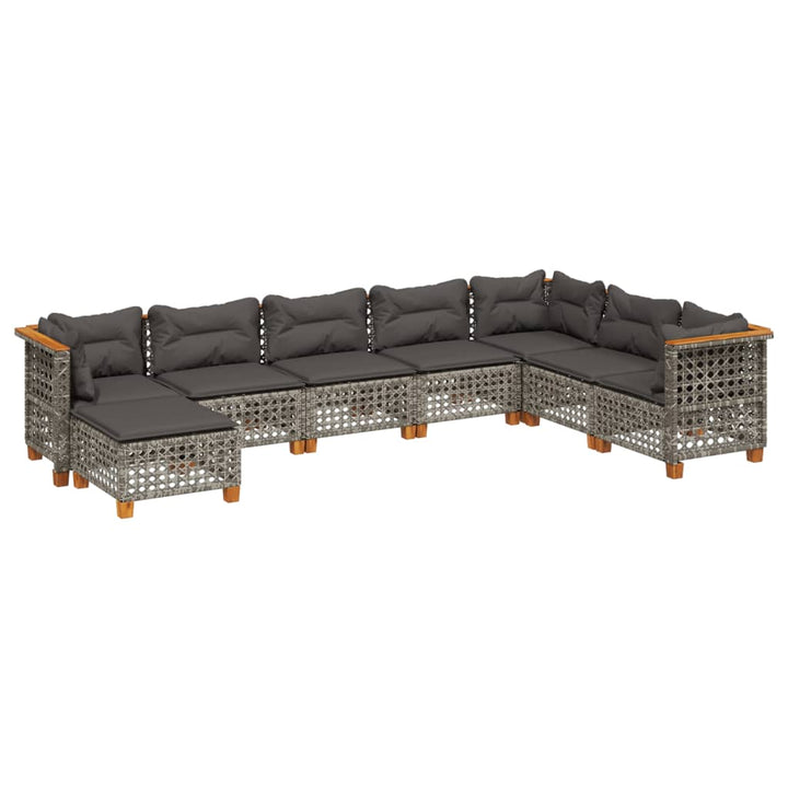 sofasæt til haven 8 dele med hynder polyrattan grå
