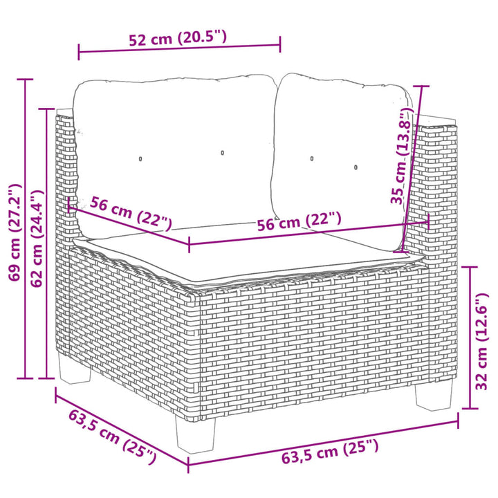 sofasæt til haven 9 dele med hynder polyrattan sort