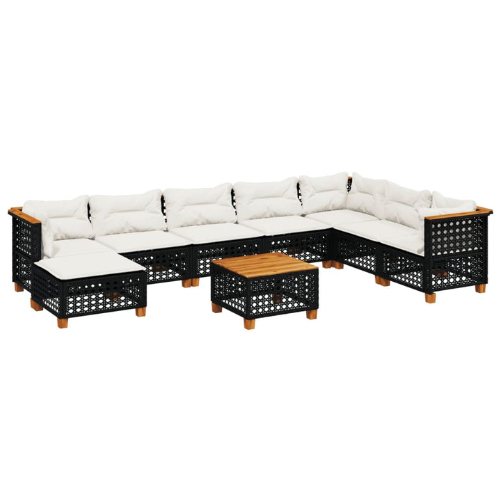 sofasæt til haven 9 dele med hynder polyrattan sort