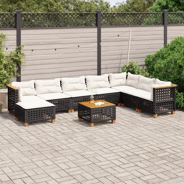 sofasæt til haven 9 dele med hynder polyrattan sort