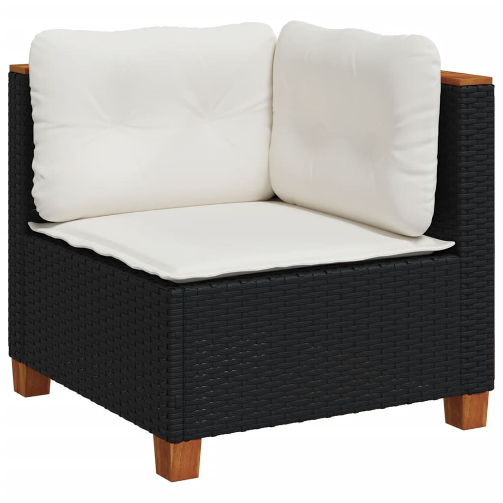 sofasæt til haven 7 dele med hynder polyrattan sort